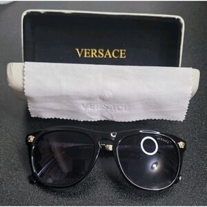 VERSACE 320 58□16 -140 Black Gold Unisex Sunglasses W/ Case And Cloth EUC